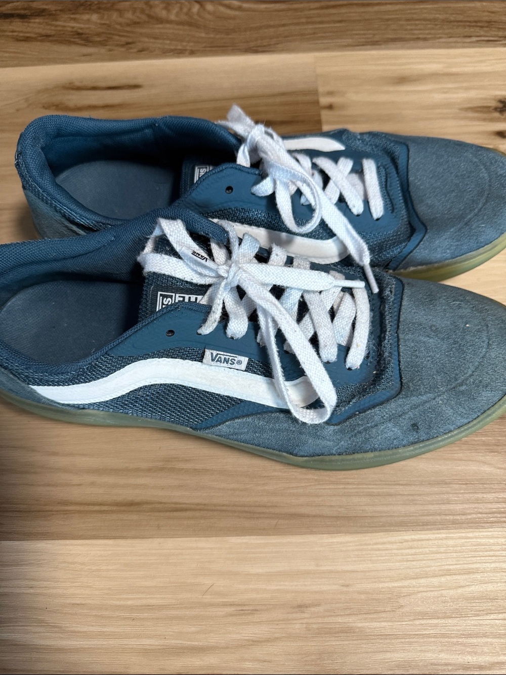 Vans Teal Blue Low-Top Skate Shoes with White Stripe